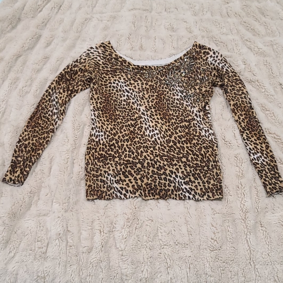 EUC Caché Beaded Leopard Sweater - Picture 1 of 5